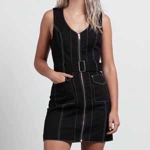 VOLCOM x GEORGIA M JAGGER GMJ Belted Denim Dress Black Size Large
